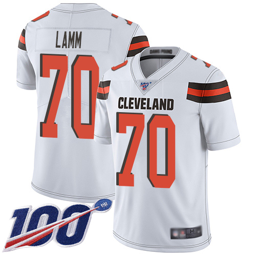 Cleveland Browns Kendall Lamm Men White Limited Jersey 70 NFL Football Road 100th Season Vapor Untouchable